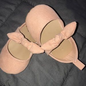 Light Pink Infant Ballet Flat with Bow 0-3M